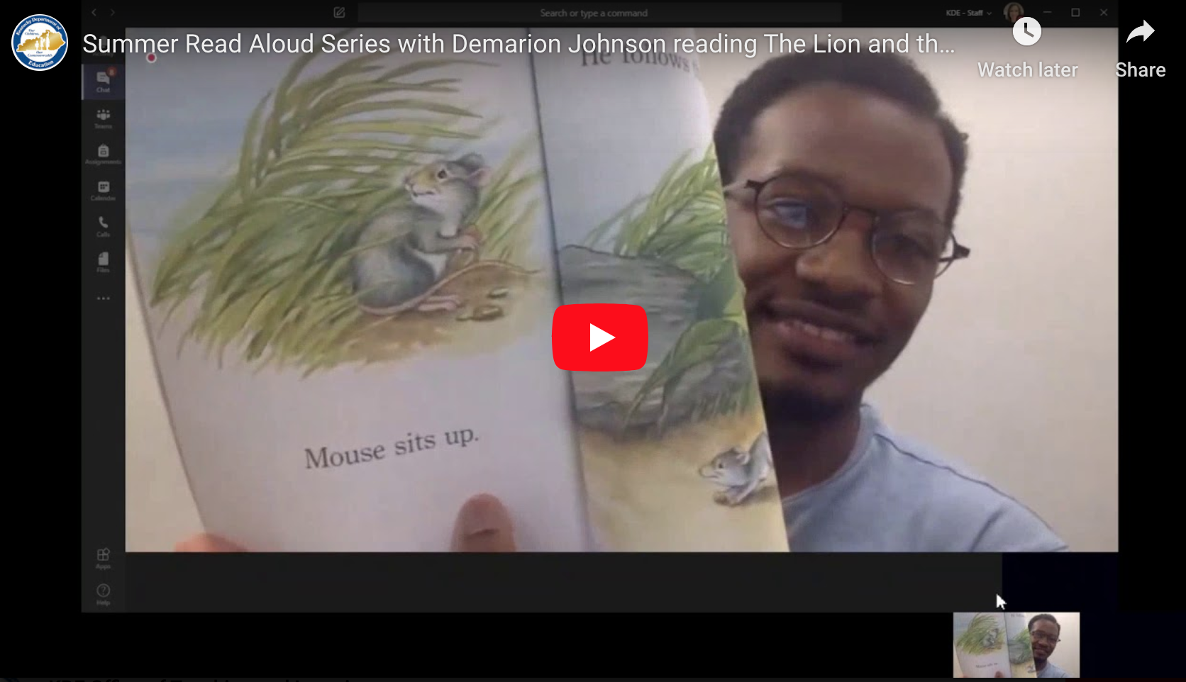 Demarion Johnson reading The Lion and the Mouse by Gail Herman