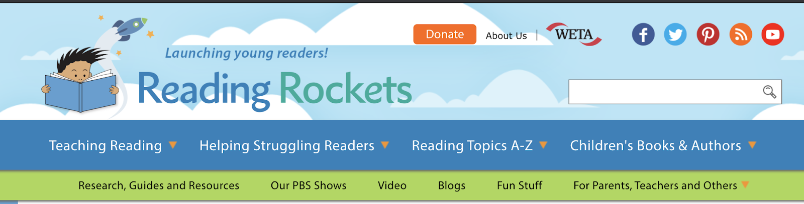 Reading Rockets webpage