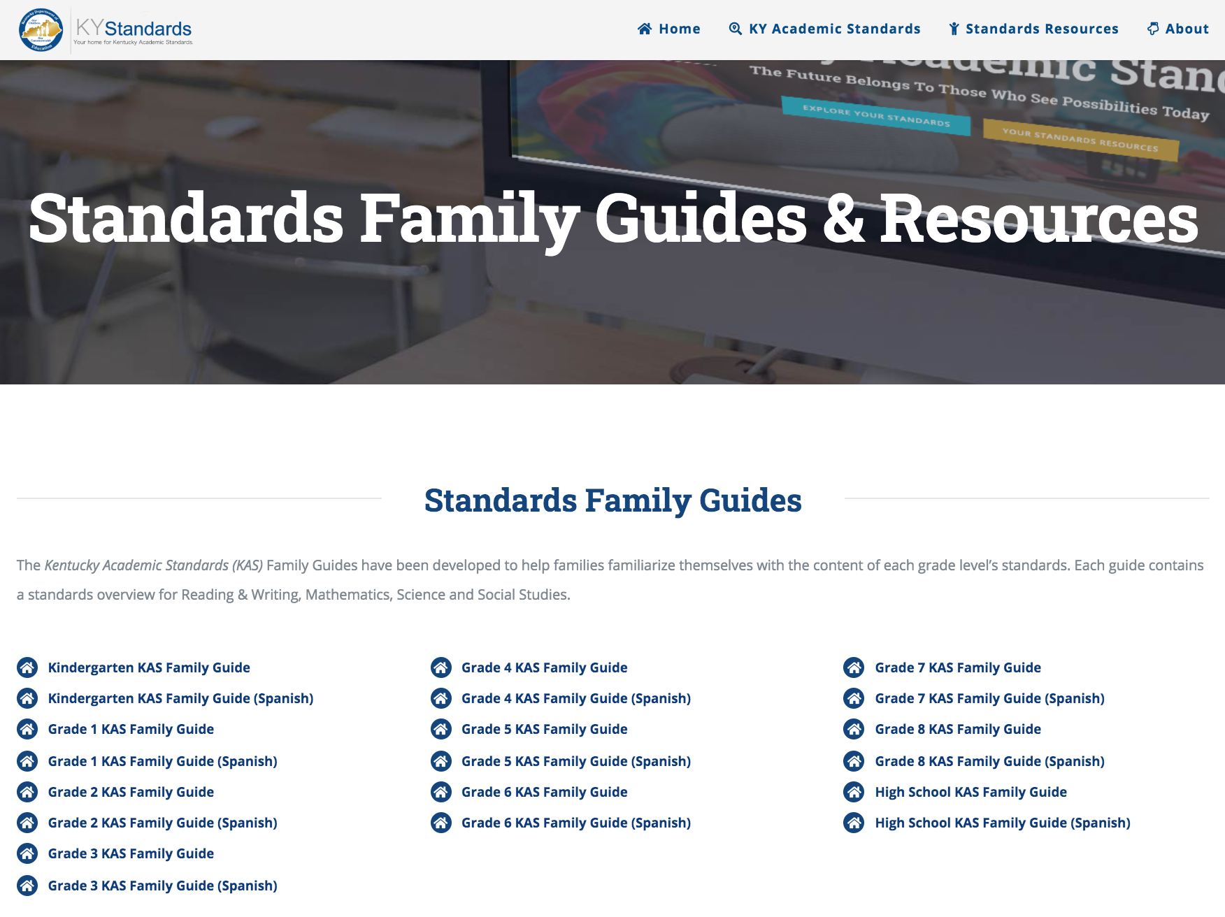 Standards Family Guide Webpage