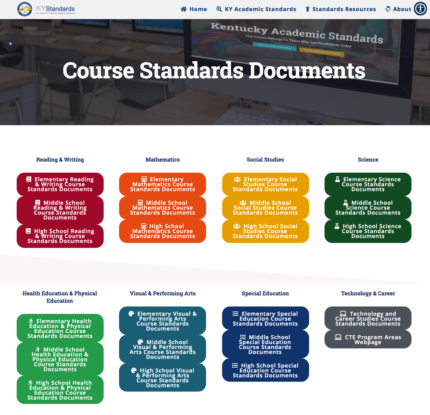 Course Standards Documents webpage