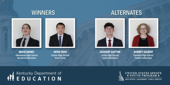 David Daniel,Heng Yang delegates of 2023 U.S. Senate Youth Program. Zachary Clifton,Audrey Gilbert  as alternates